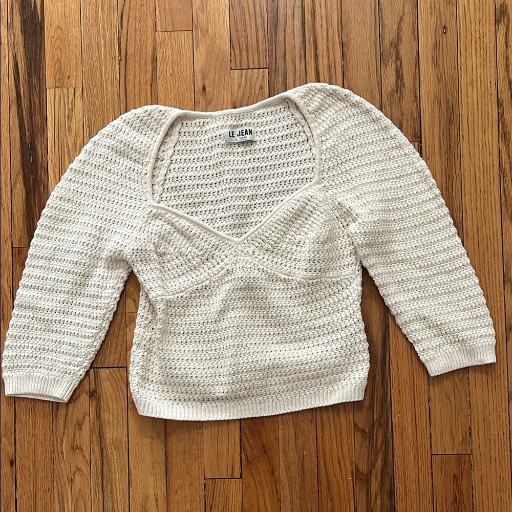 LE JEAN white crochet sweater size 6